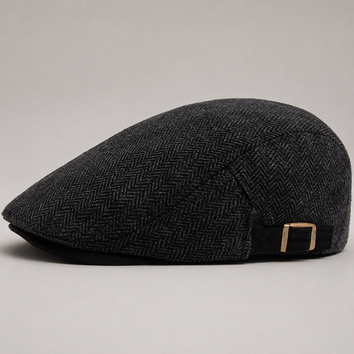 Cormac Herringbone Flat Cap with Adjustable Buckle