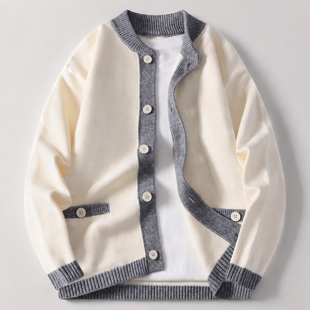 Summit Men’s Contrast Trim Button Knit Cardigan