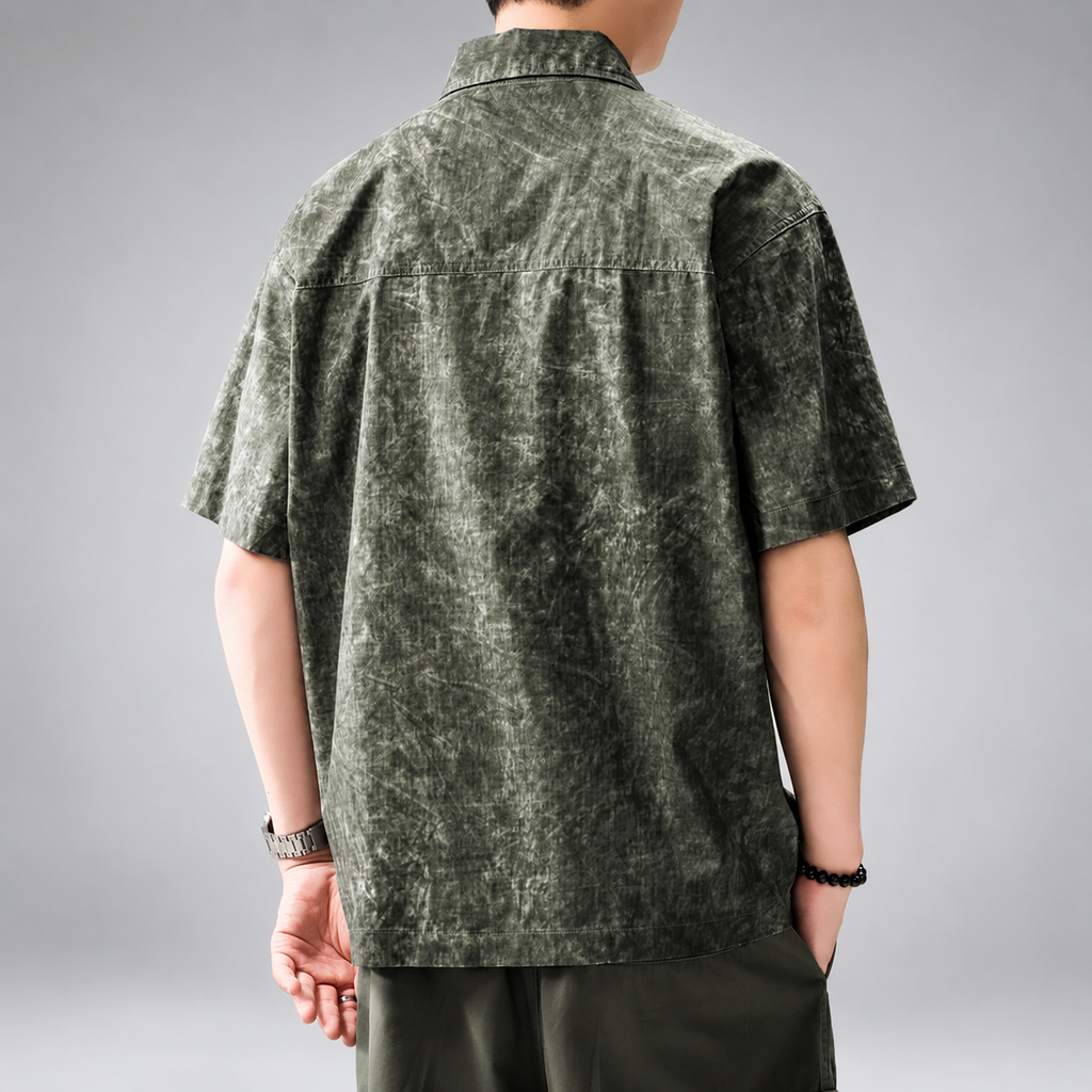Belmont Men's Relaxed Short-Sleeve Collared Shirt with Two-Way Zipper
