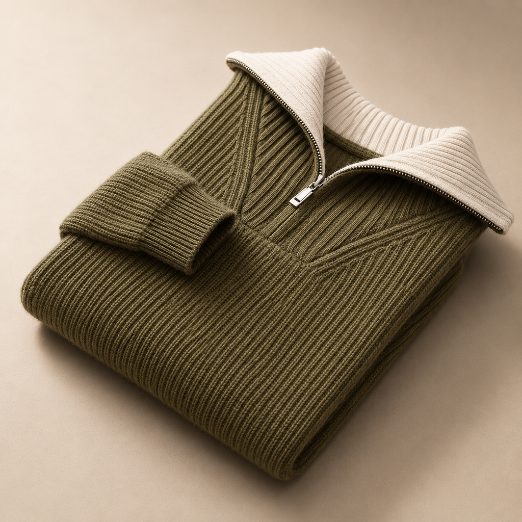 Adrian Men's Chunky Knit Crew Neck Sweater – Relaxed Fit Pullover