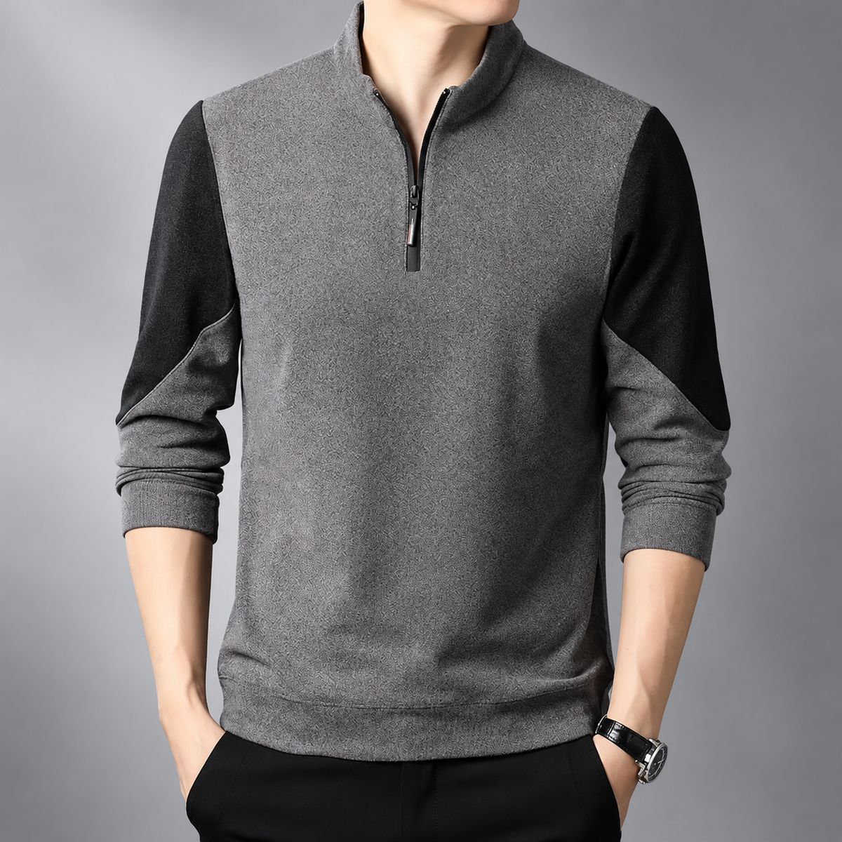 Adrian Men’s Textured Quarter-Zip Pullover