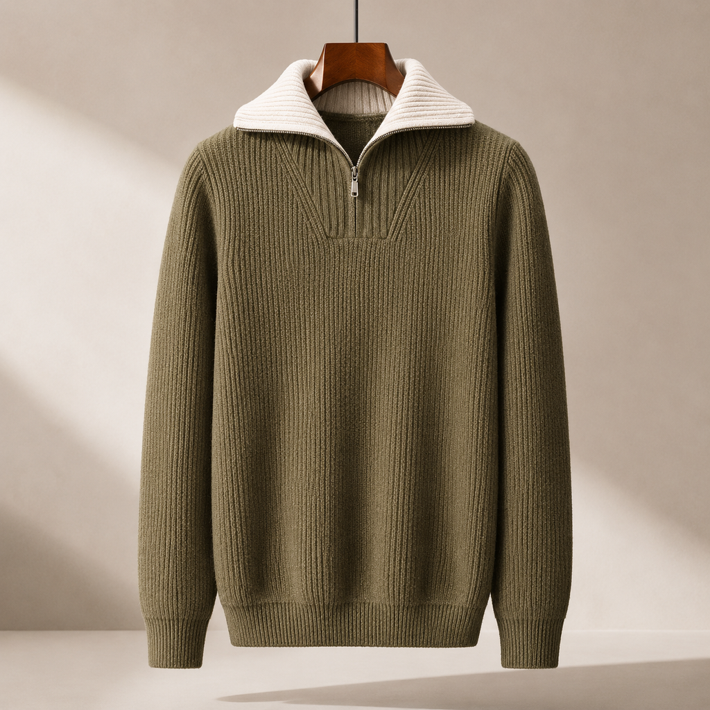 Adrian Men's Chunky Knit Crew Neck Sweater – Relaxed Fit Pullover