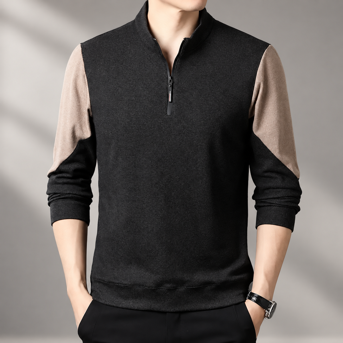 Adrian Men’s Textured Quarter-Zip Pullover