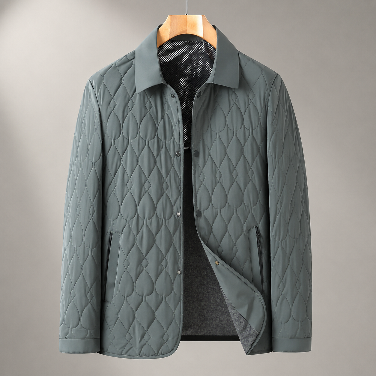 Alaric Men's Quilted Jacket – Insulated Snap Button Collared Coat