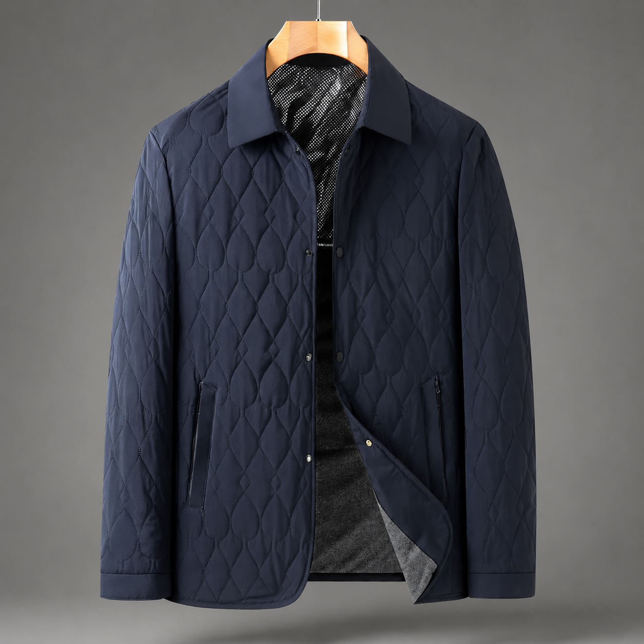 Alaric Men's Quilted Jacket – Insulated Snap Button Collared Coat