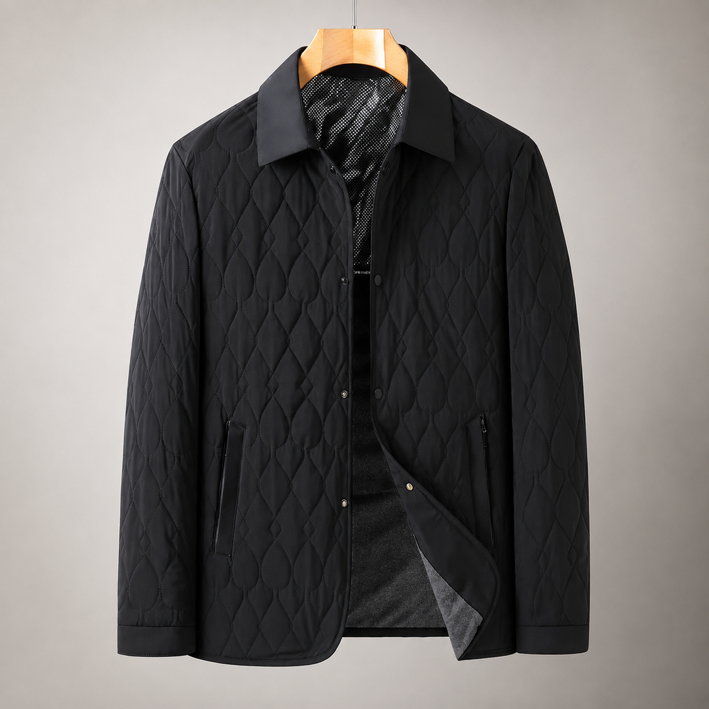 Alaric Men's Quilted Jacket – Insulated Snap Button Collared Coat