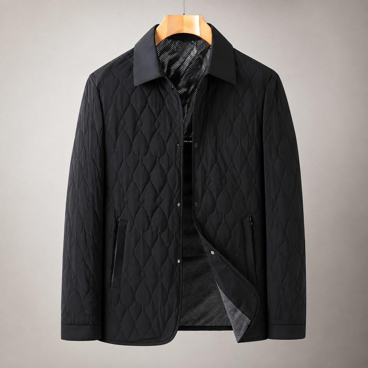 Alaric Men's Quilted Jacket – Insulated Snap Button Collared Coat