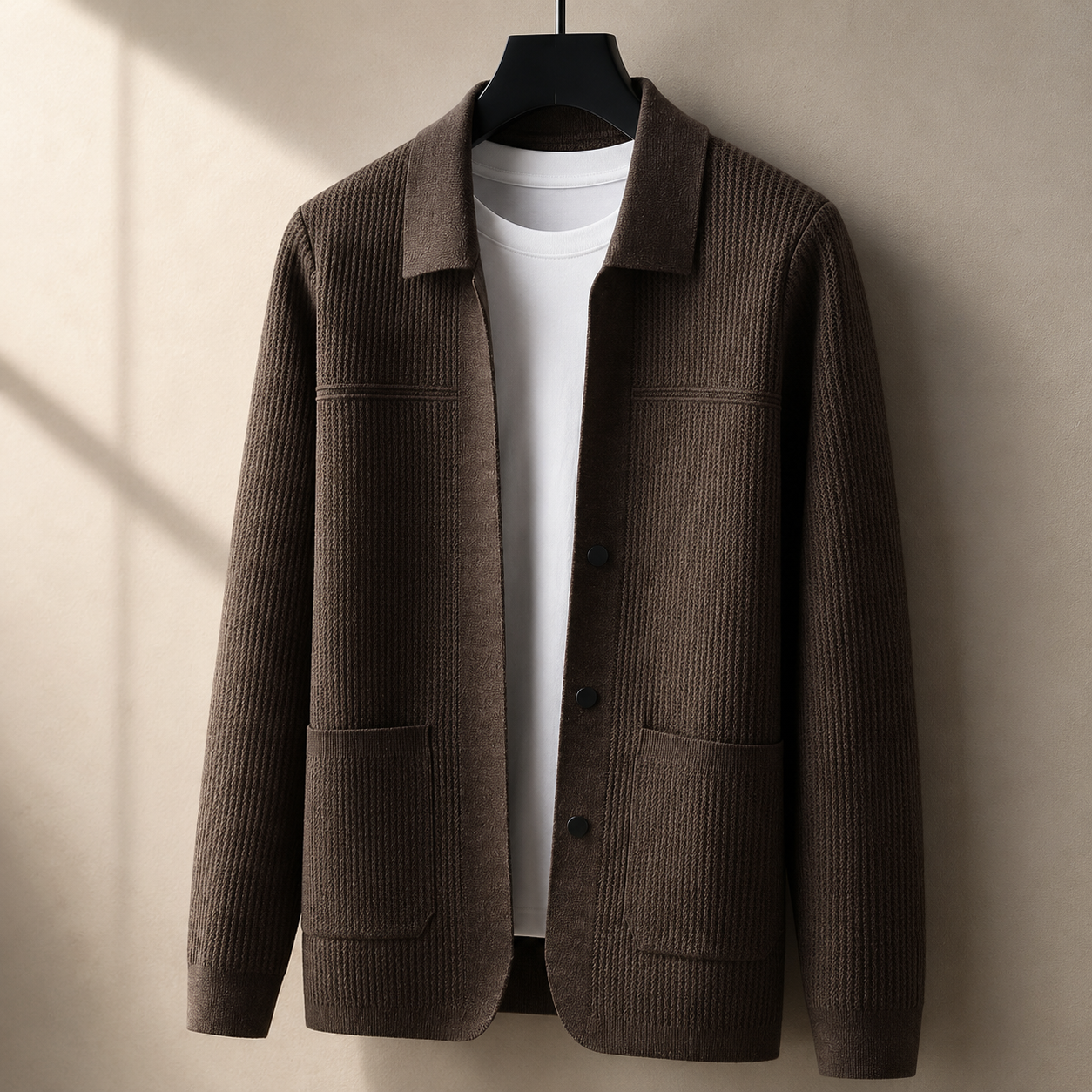 Alessio Men's Textured Knit Jacket – Button-Front Casual Cardigan