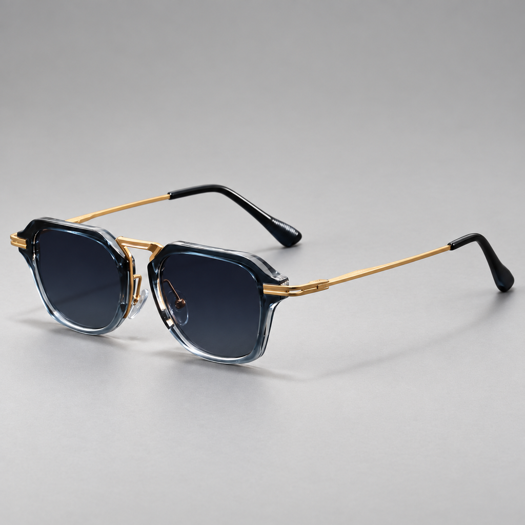 Alessio Unisex Geometric Square Double-Bridge Sunglasses
