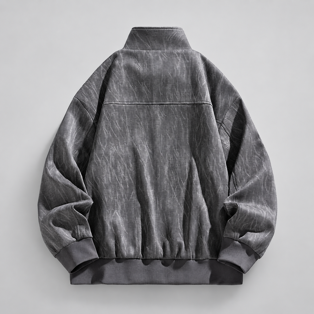 Tristan Men’s Washed-Texture Utility Bomber Jacket