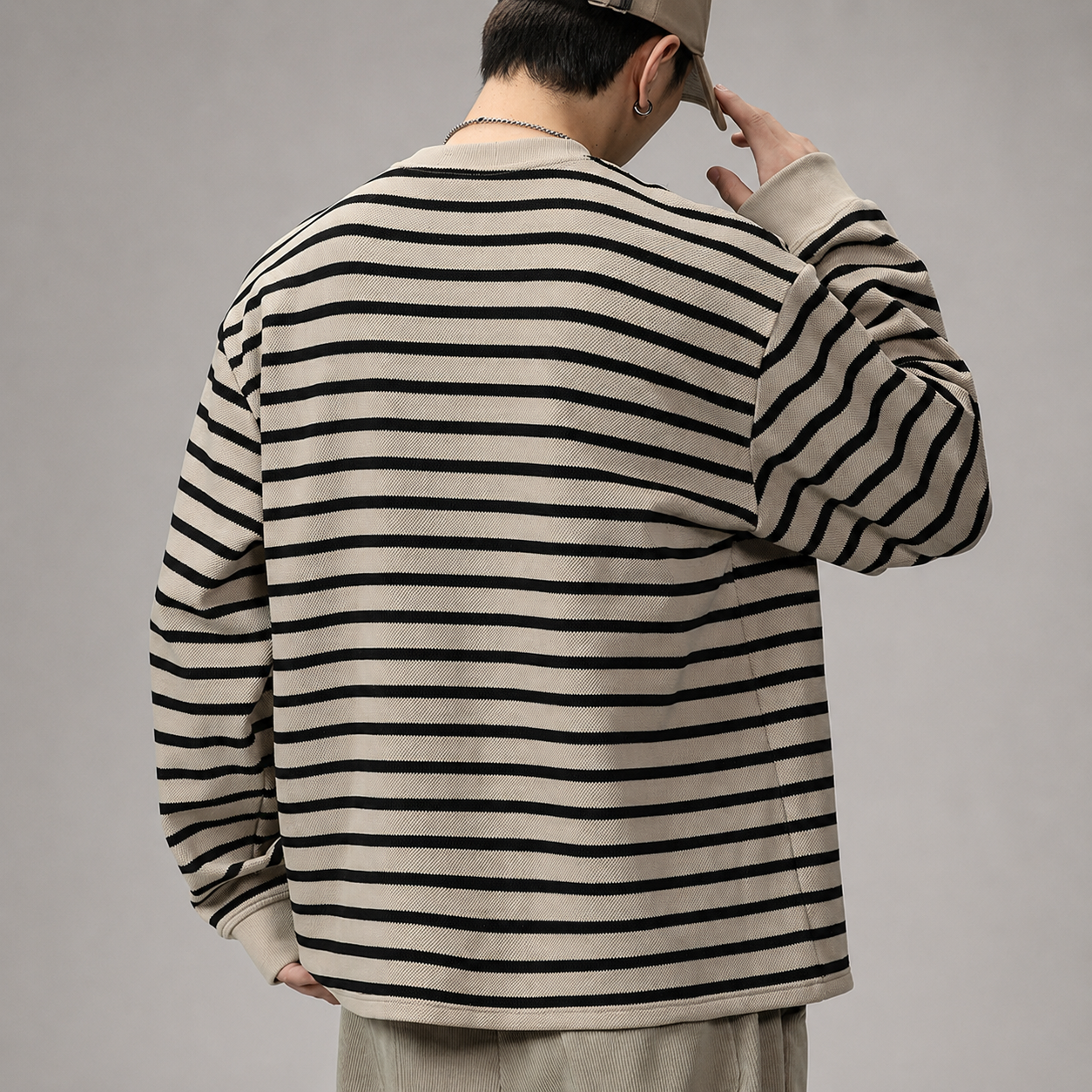 Alessio Men's Striped Pullover Shirt – Relaxed Fit Lightweight Long Sleeve Top