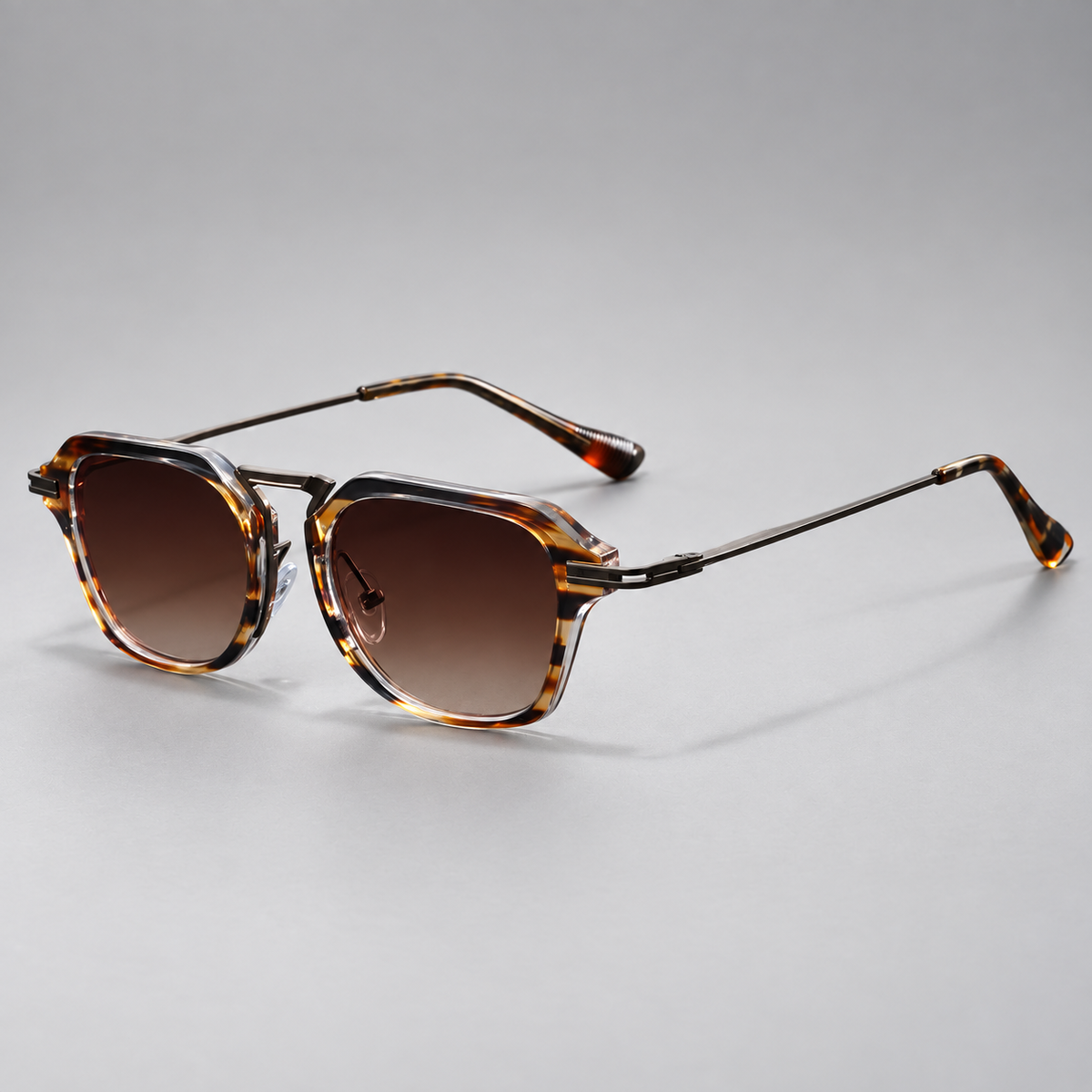 Alessio Unisex Geometric Square Double-Bridge Sunglasses