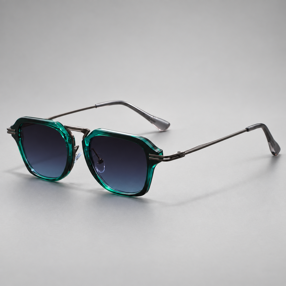 Alessio Unisex Geometric Square Double-Bridge Sunglasses