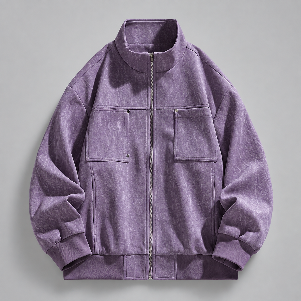 Tristan Men’s Washed-Texture Utility Bomber Jacket