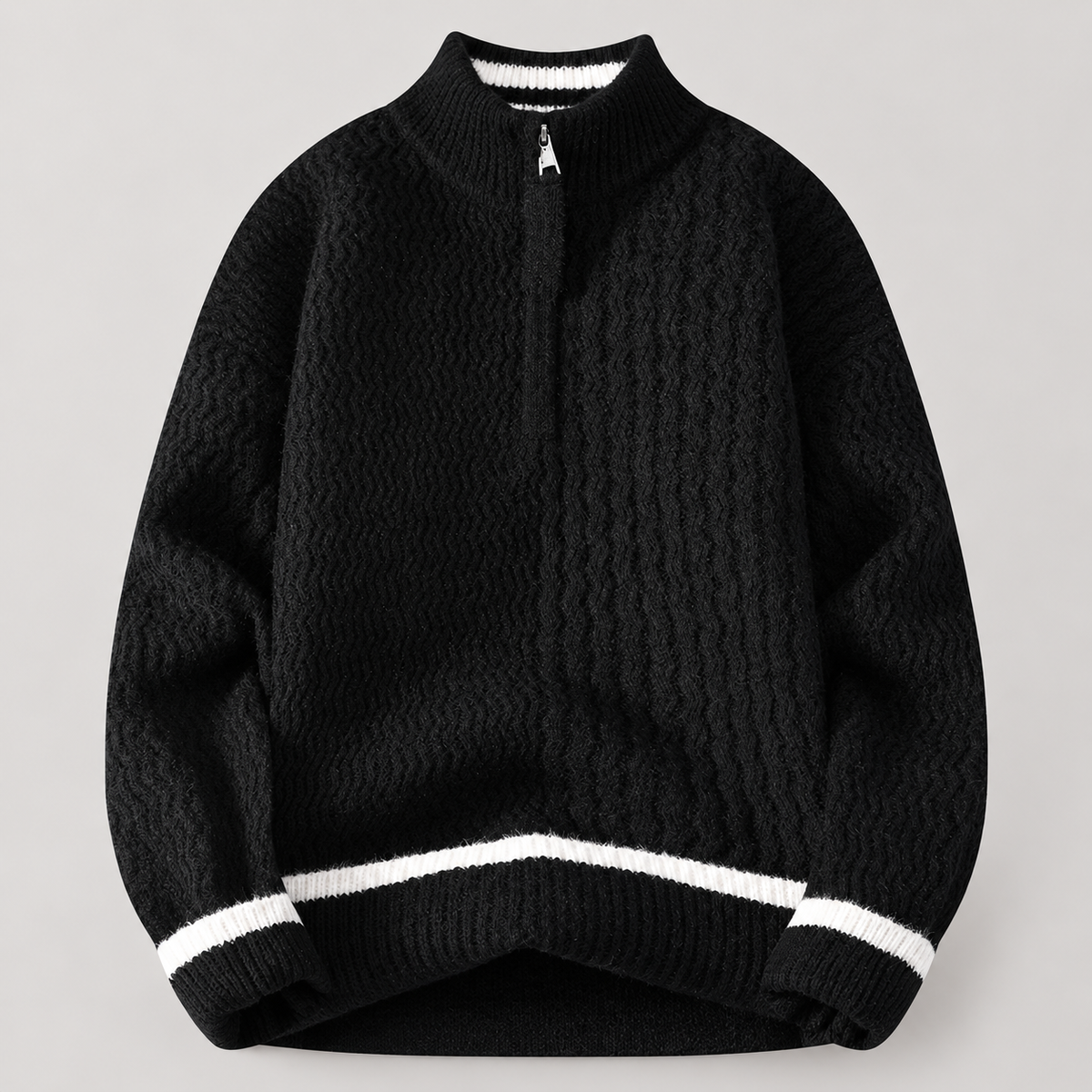 Alistair Men’s Textured Quarter-Zip Sweater with Contrast Trim