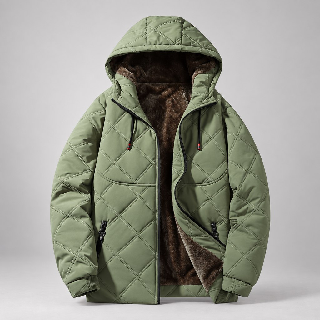 Alistair Men’s Plush-Lined Diamond-Quilted Hooded Jacket