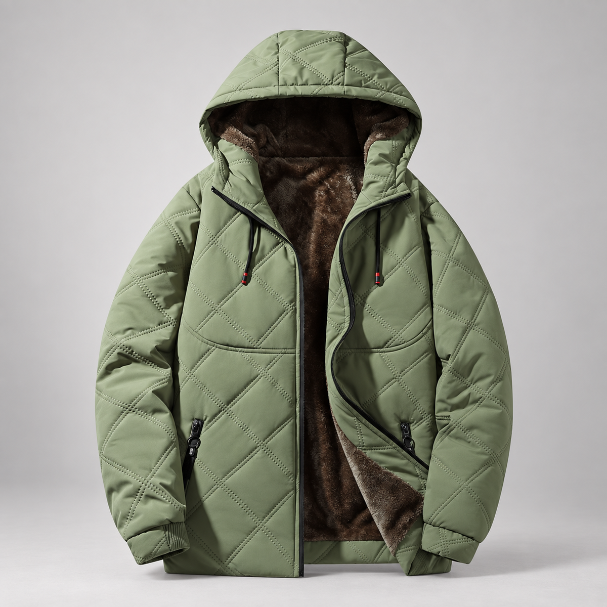 Alistair Men’s Plush-Lined Diamond-Quilted Hooded Jacket