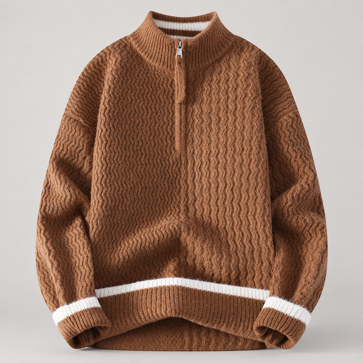 Alistair Men’s Textured Quarter-Zip Sweater with Contrast Trim