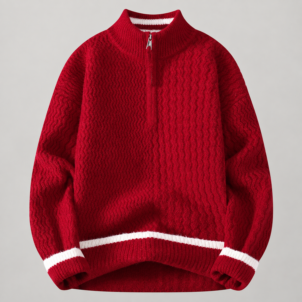 Alistair Men’s Textured Quarter-Zip Sweater with Contrast Trim