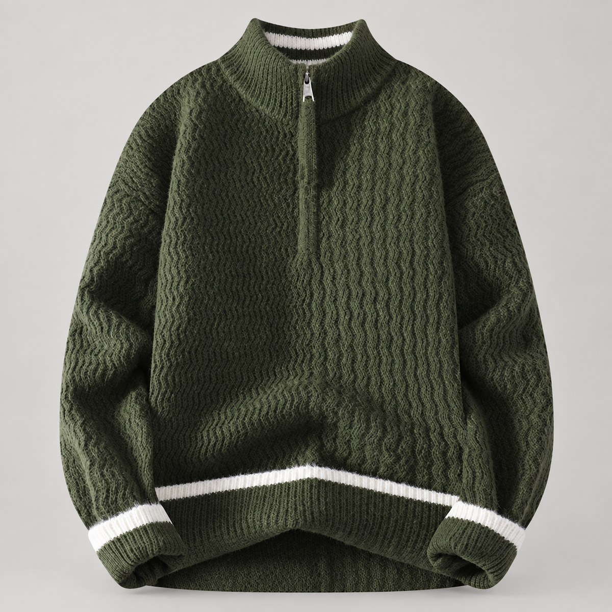 Alistair Men’s Textured Quarter-Zip Sweater with Contrast Trim