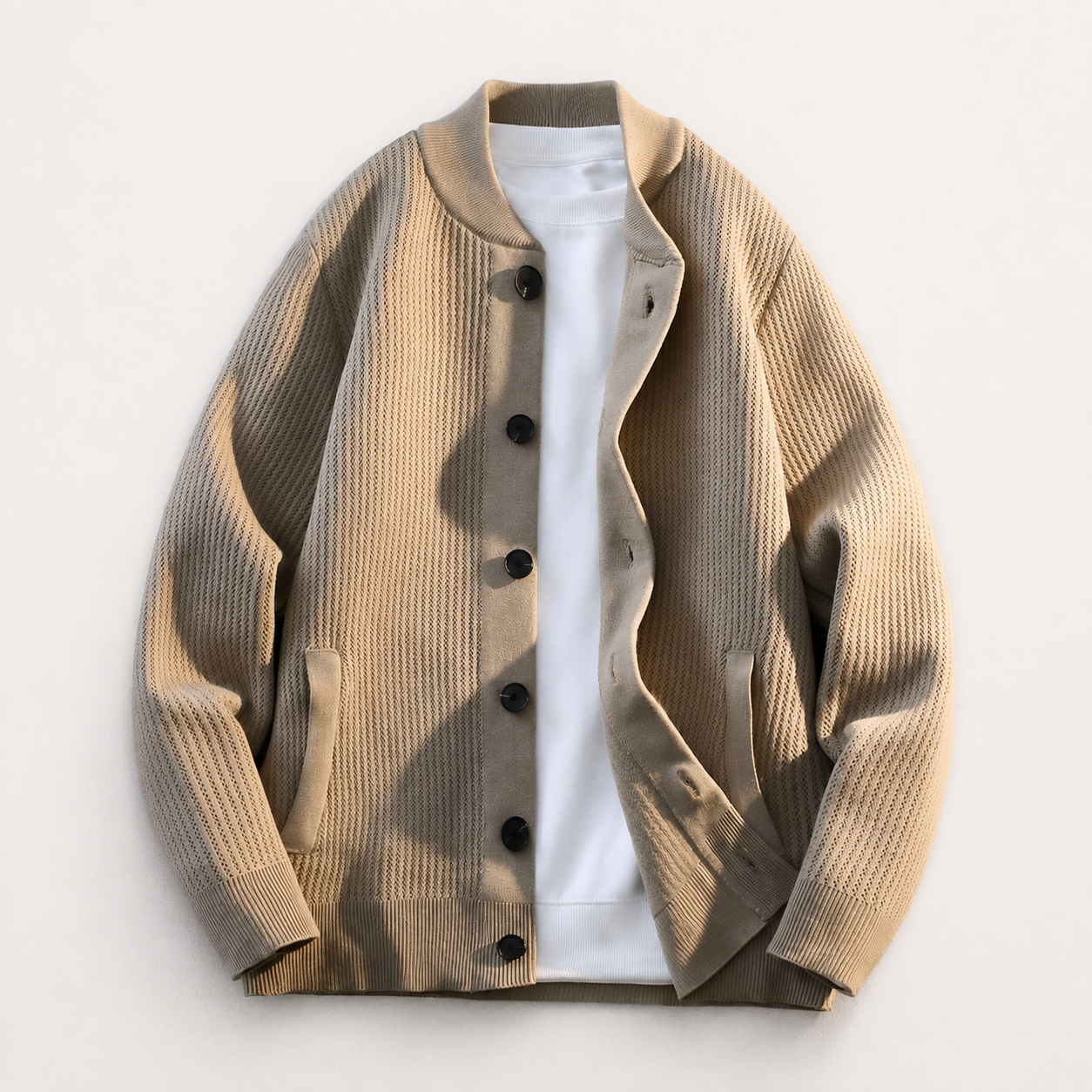 Alpine Men’s Stand Colla Button Knit Cardigan