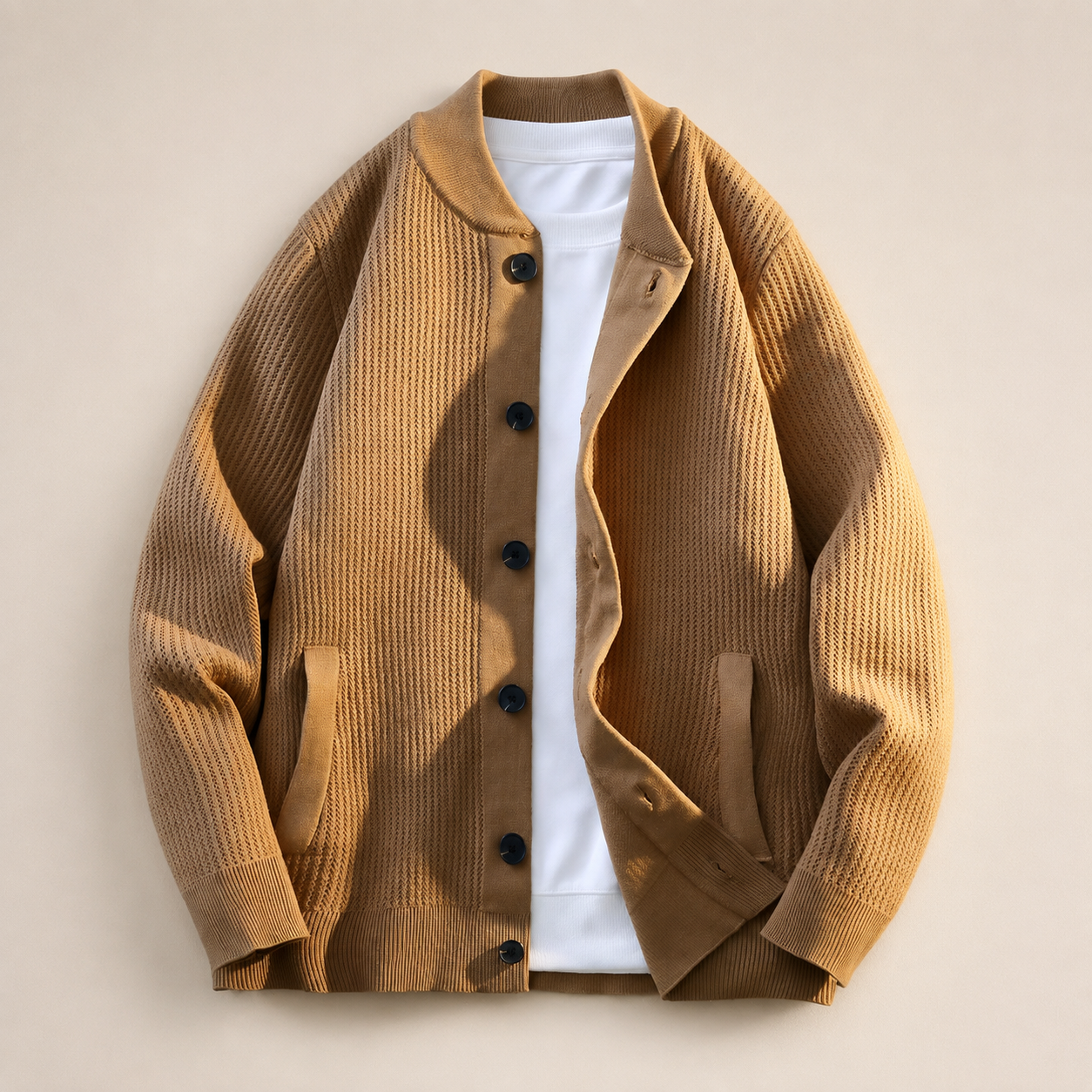 Alpine Men’s Stand Colla Button Knit Cardigan