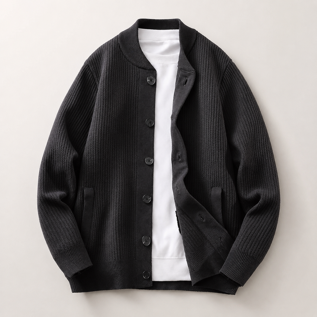 Alpine Men’s Stand Colla Button Knit Cardigan