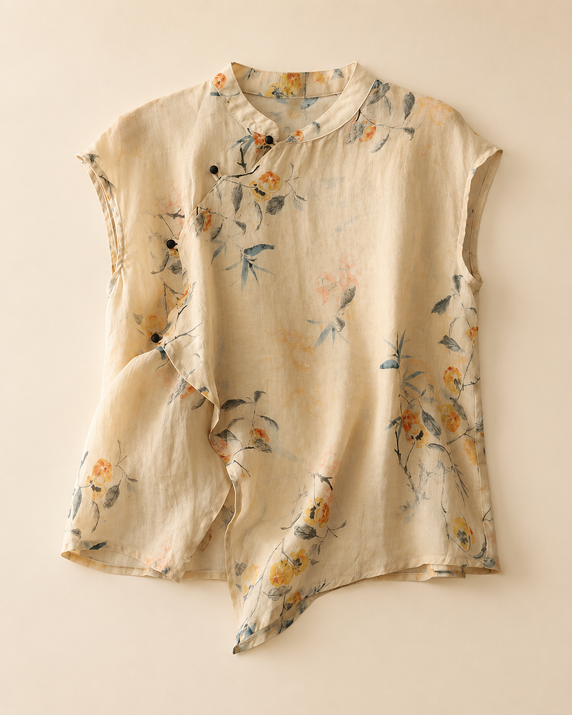 Amalia Floral Linen Sleeveless Blouse