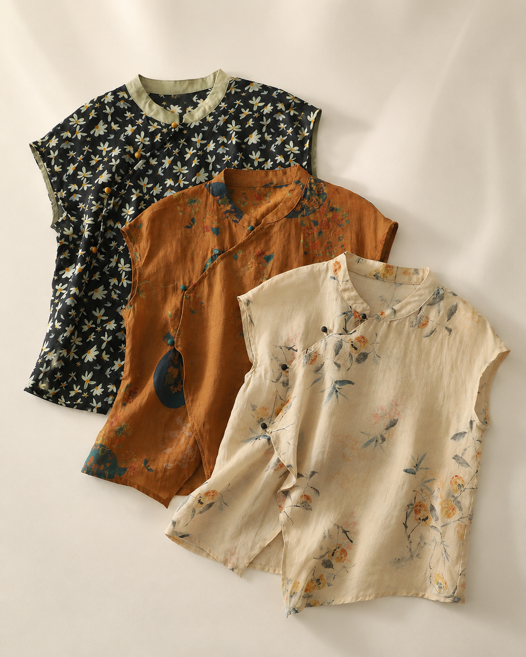 Amalia Floral Linen Sleeveless Blouse