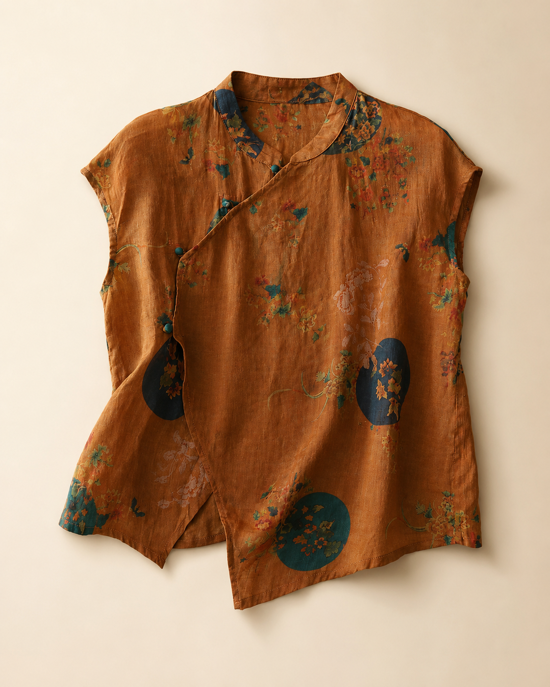 Amalia Floral Linen Sleeveless Blouse