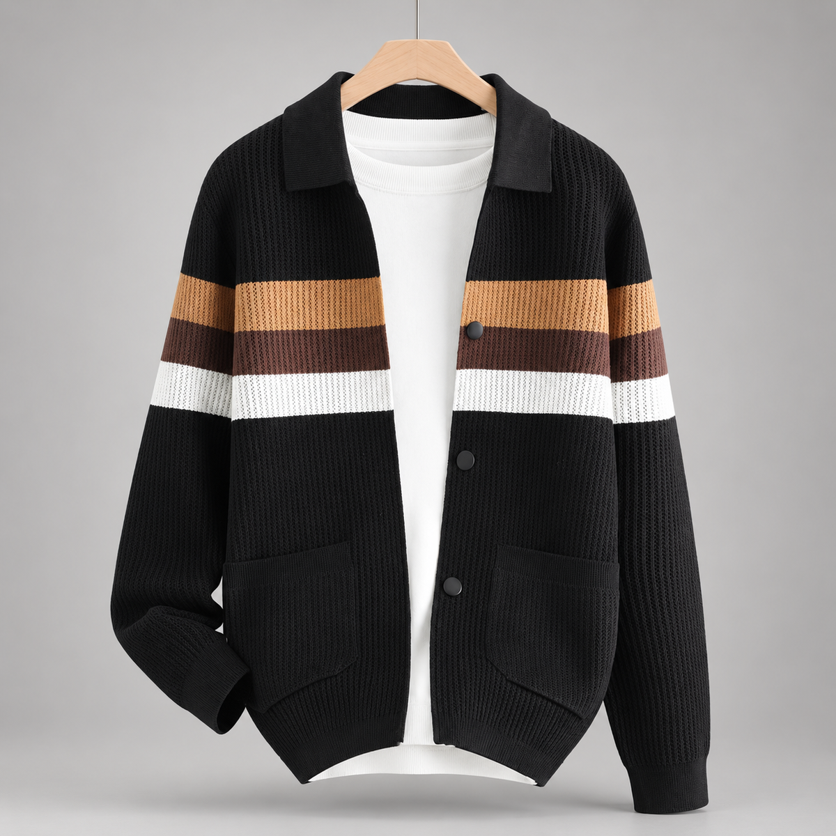 Ambrose Men’s Striped Knit Cardigan