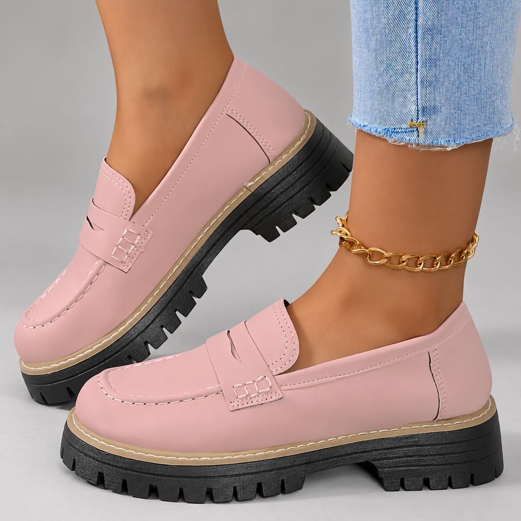 Amelia Women’s Chunky Penny Loafers with Lug Sole