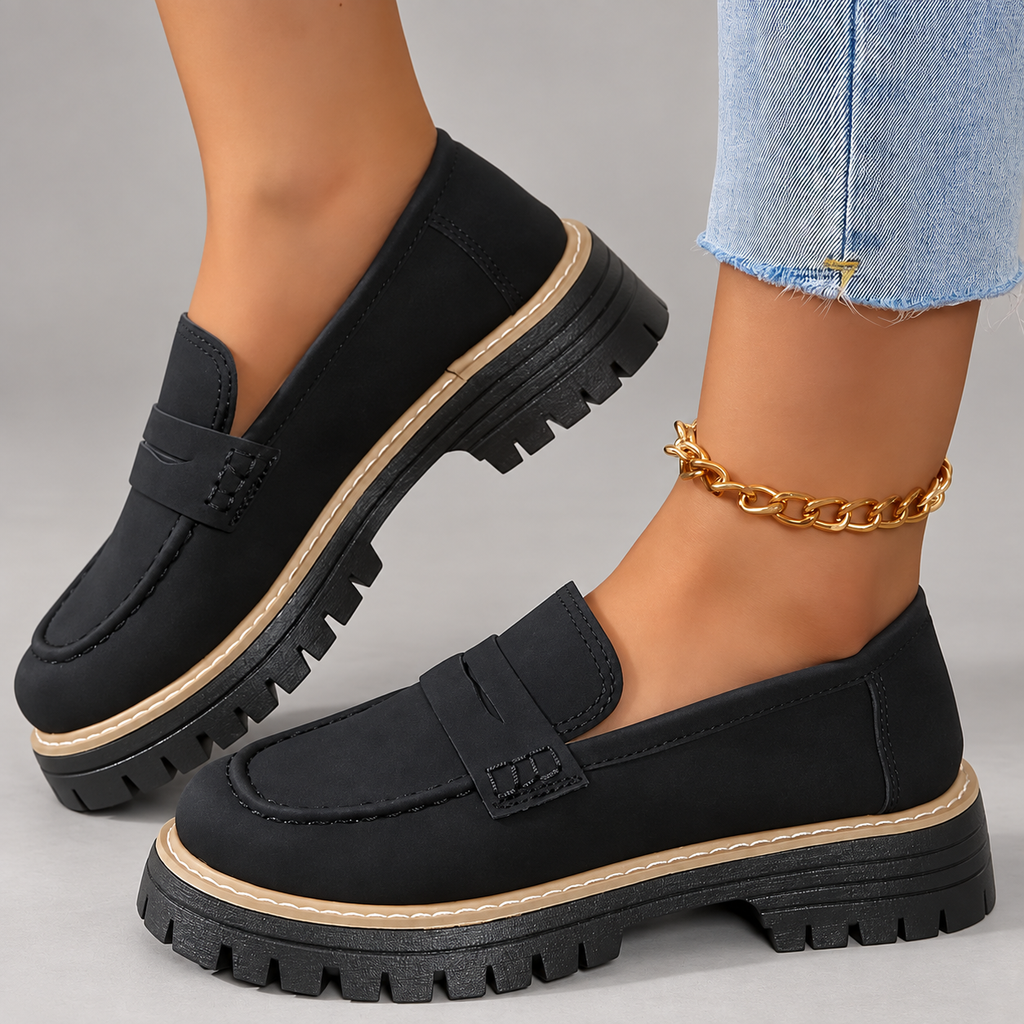 Amelia Women’s Chunky Penny Loafers with Lug Sole