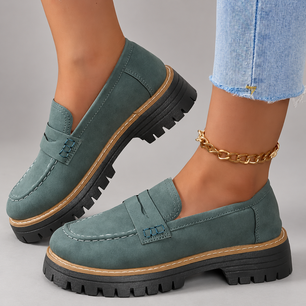 Amelia Women’s Chunky Penny Loafers with Lug Sole