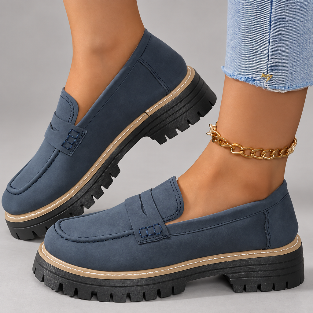 Amelia Women’s Chunky Penny Loafers with Lug Sole