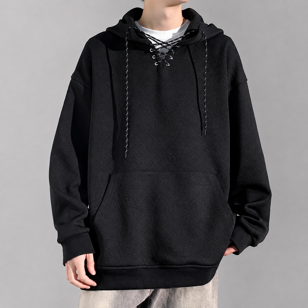 Anthony Men's Textured Lace-Up Pullover Hoodie
