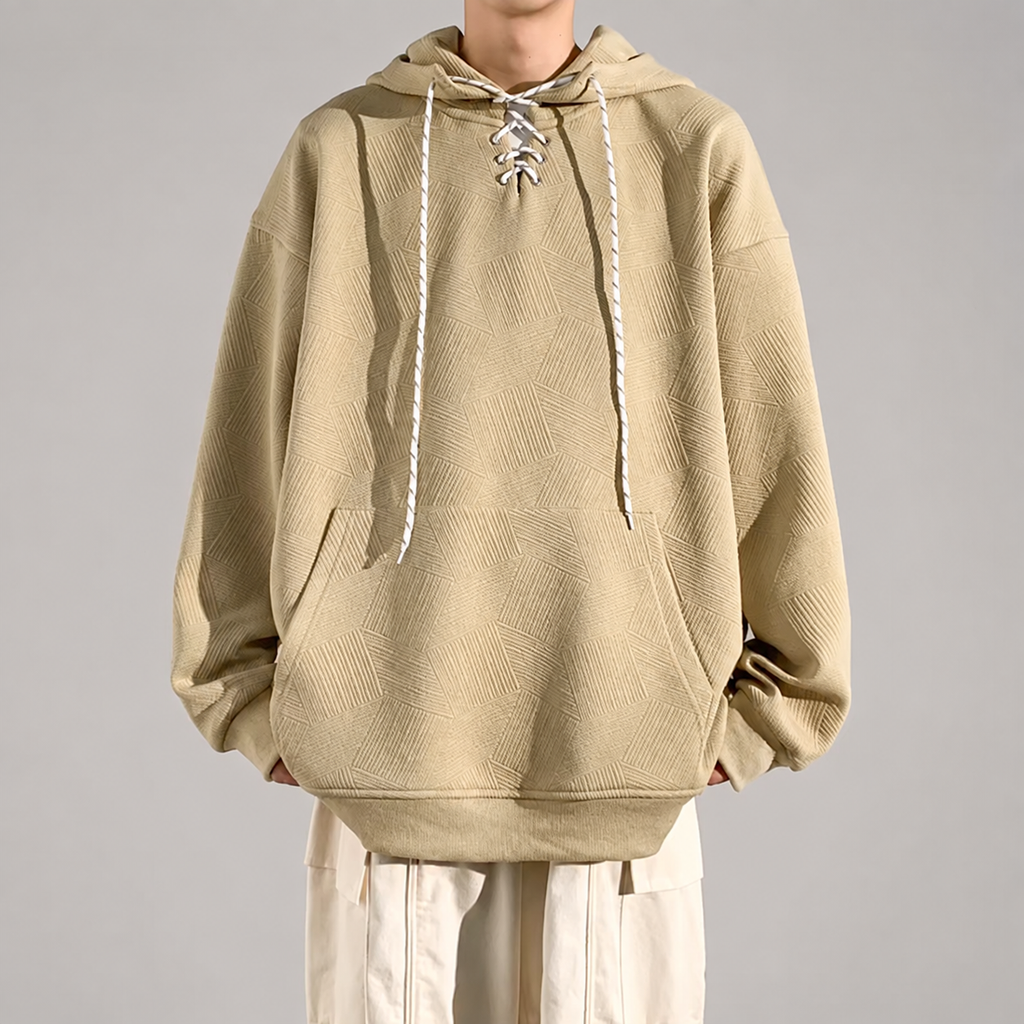Anthony Men's Textured Lace-Up Pullover Hoodie