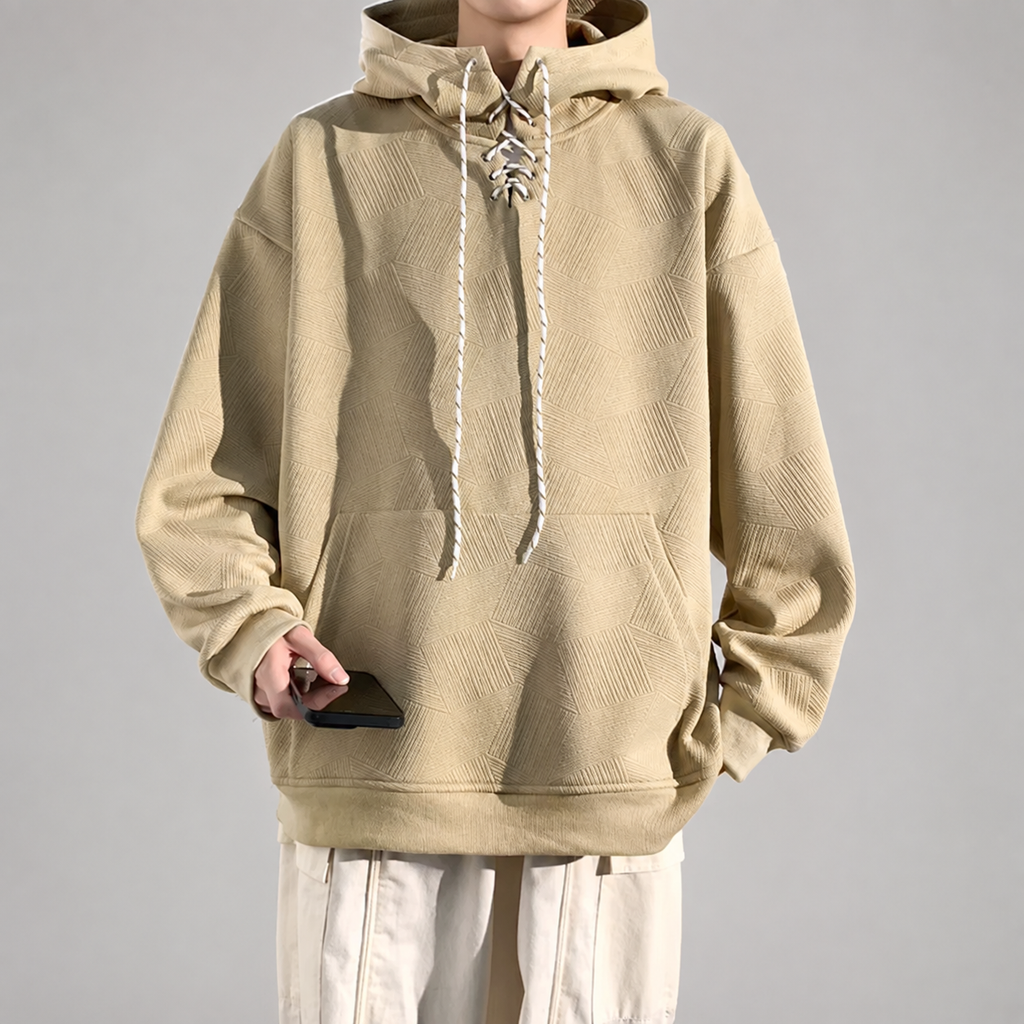 Anthony Men's Textured Lace-Up Pullover Hoodie