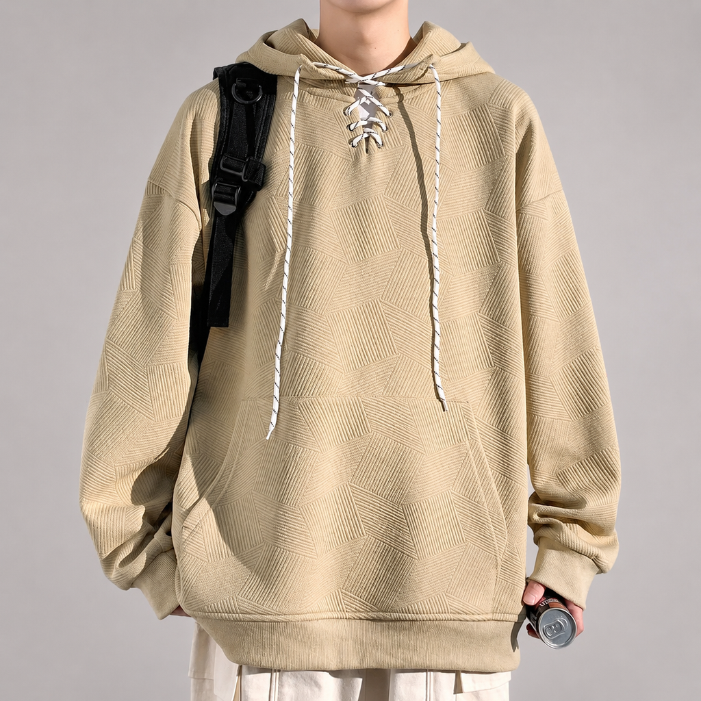 Anthony Men's Textured Lace-Up Pullover Hoodie