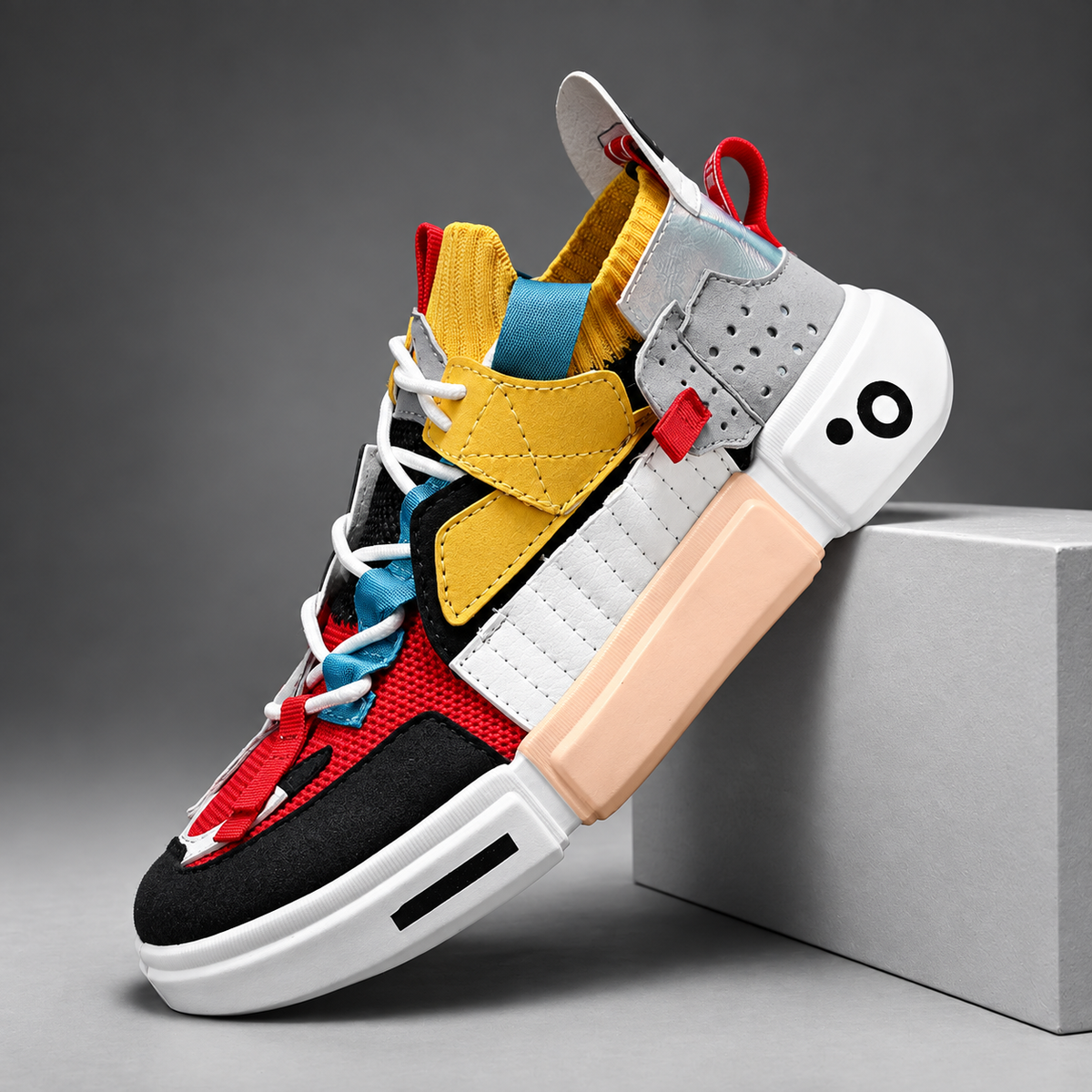 Armand Men’s Color-Block Mid-Top Sneakers with Chunky Segmented Sole