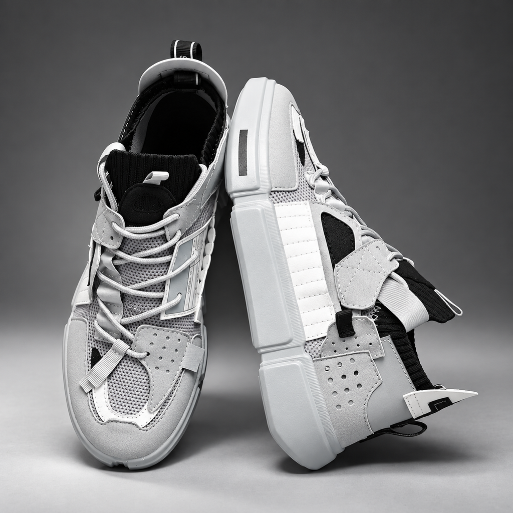 Armand Men’s Color-Block Mid-Top Sneakers with Chunky Segmented Sole