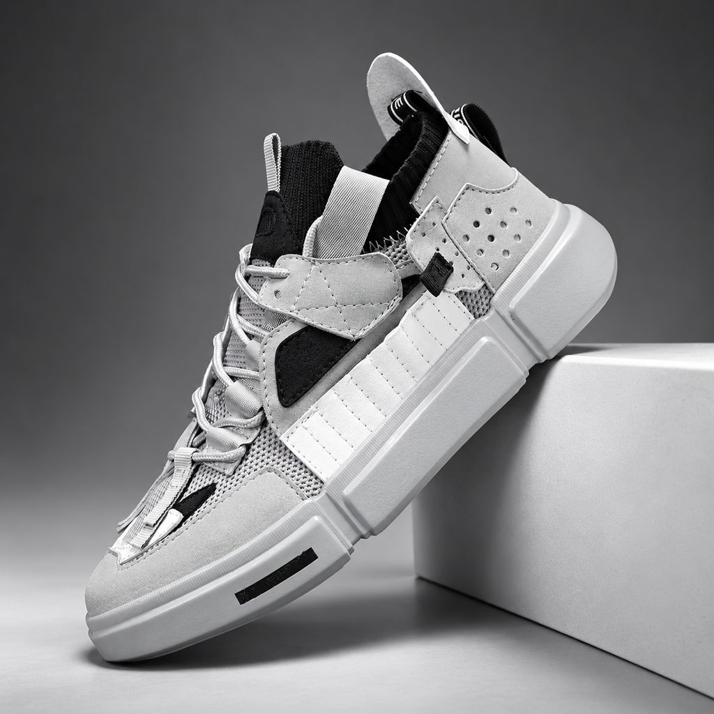 Armand Men’s Color-Block Mid-Top Sneakers with Chunky Segmented Sole