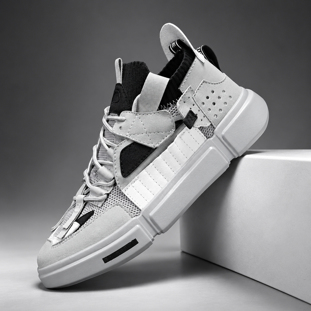 Armand Men’s Color-Block Mid-Top Sneakers with Chunky Segmented Sole