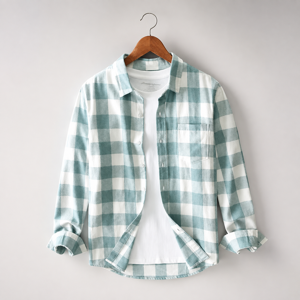 Arthur Men's Cotton Plaid Shirt – Relaxed Fit Long Sleeve Button-Up