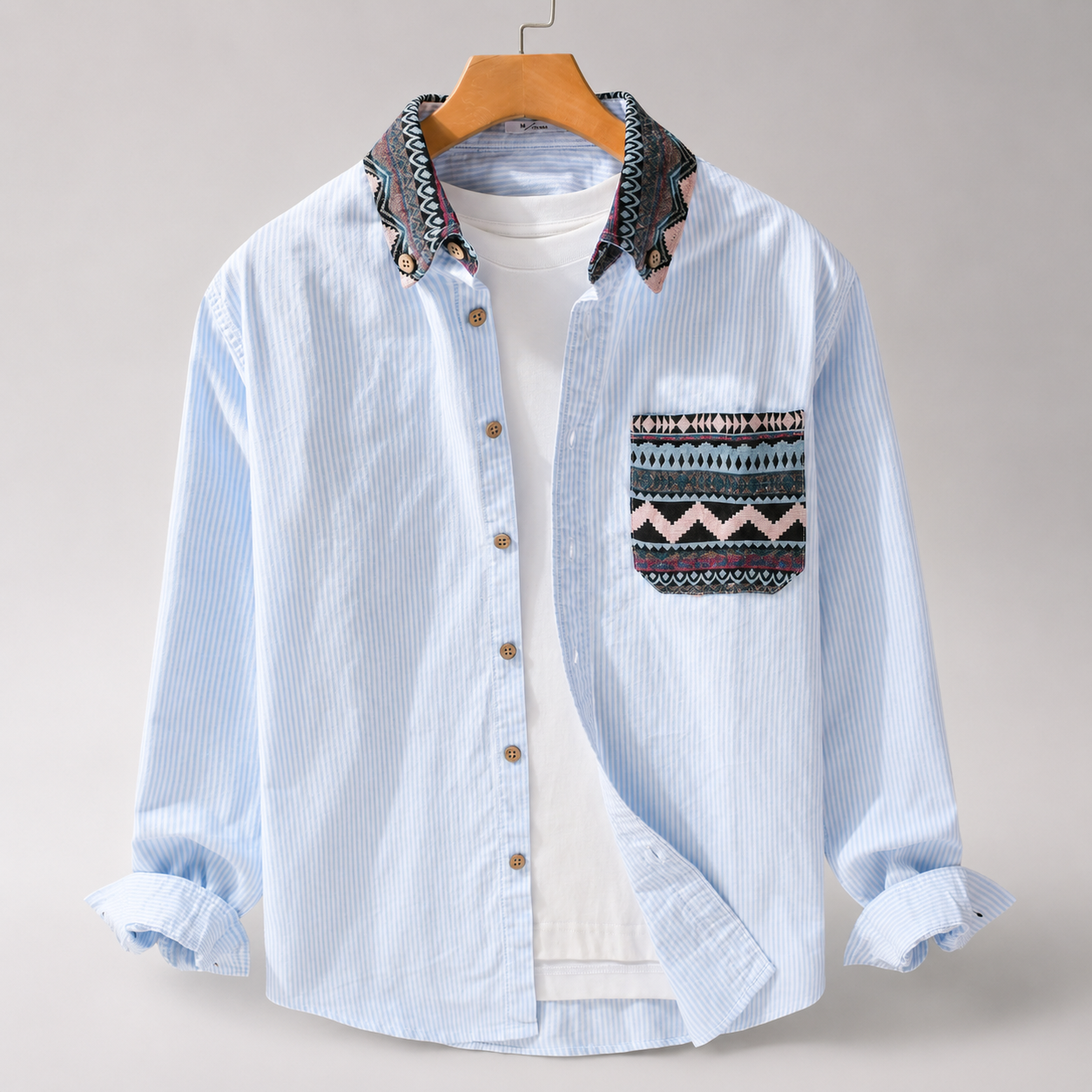 Austin Patterned Collar Button-Up Shirt