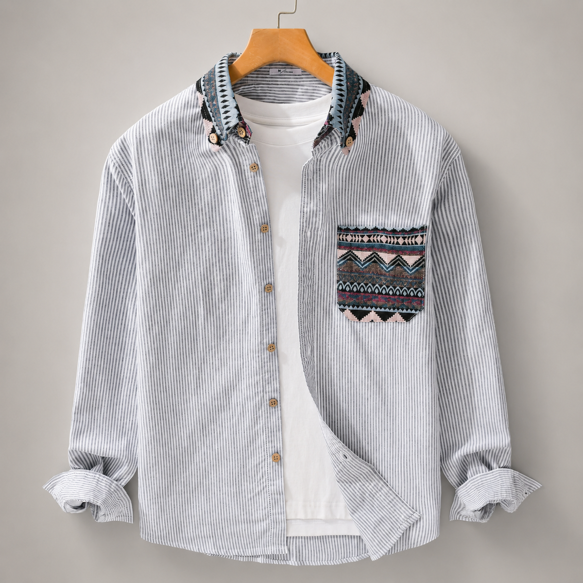 Austin Patterned Collar Button-Up Shirt