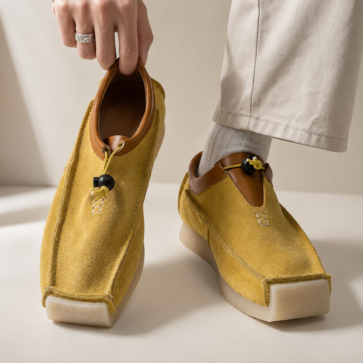 Austin Men’s Leather and Suede Square-Toe Loafers