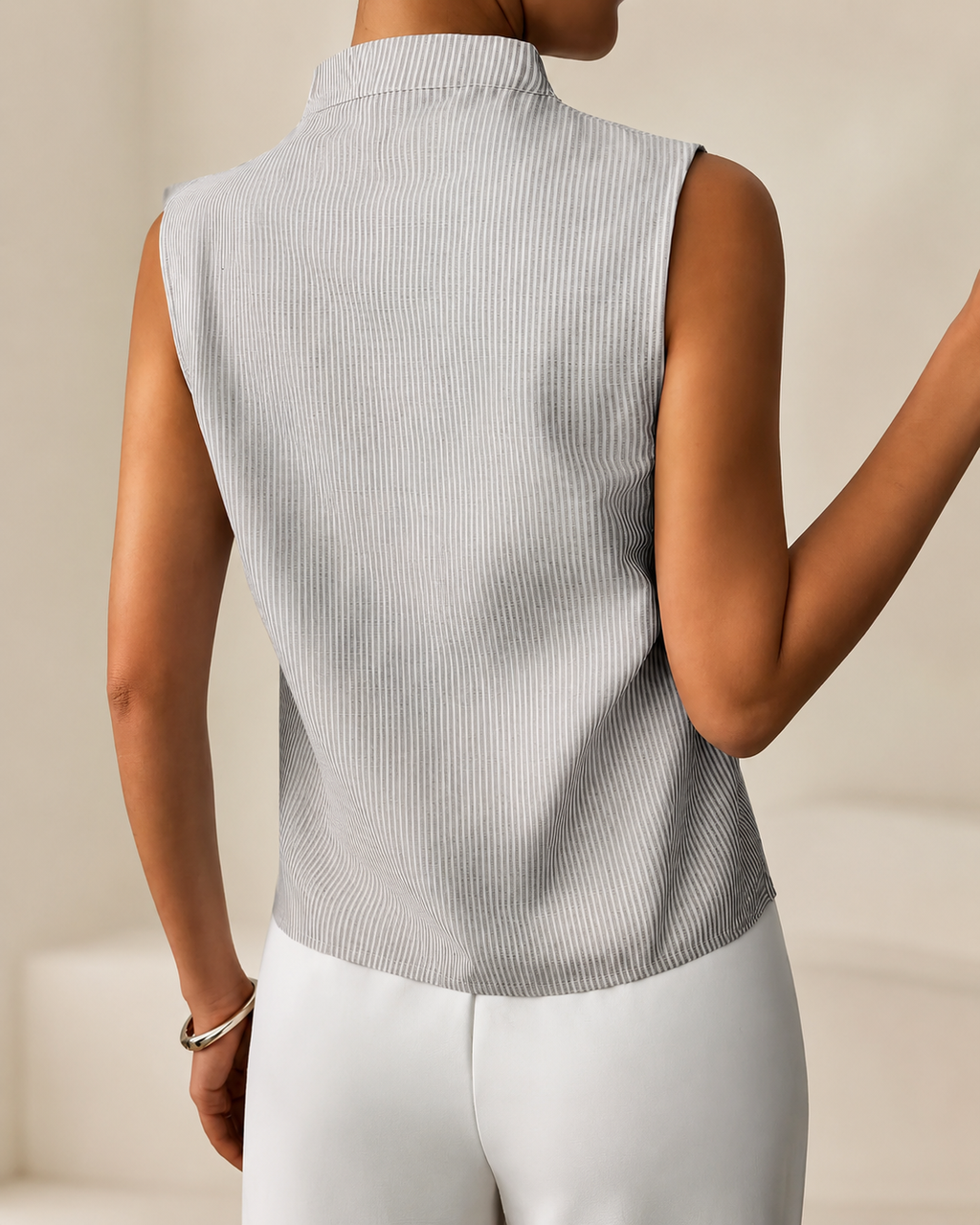 Avery Striped Sleeveless V-Neck Top