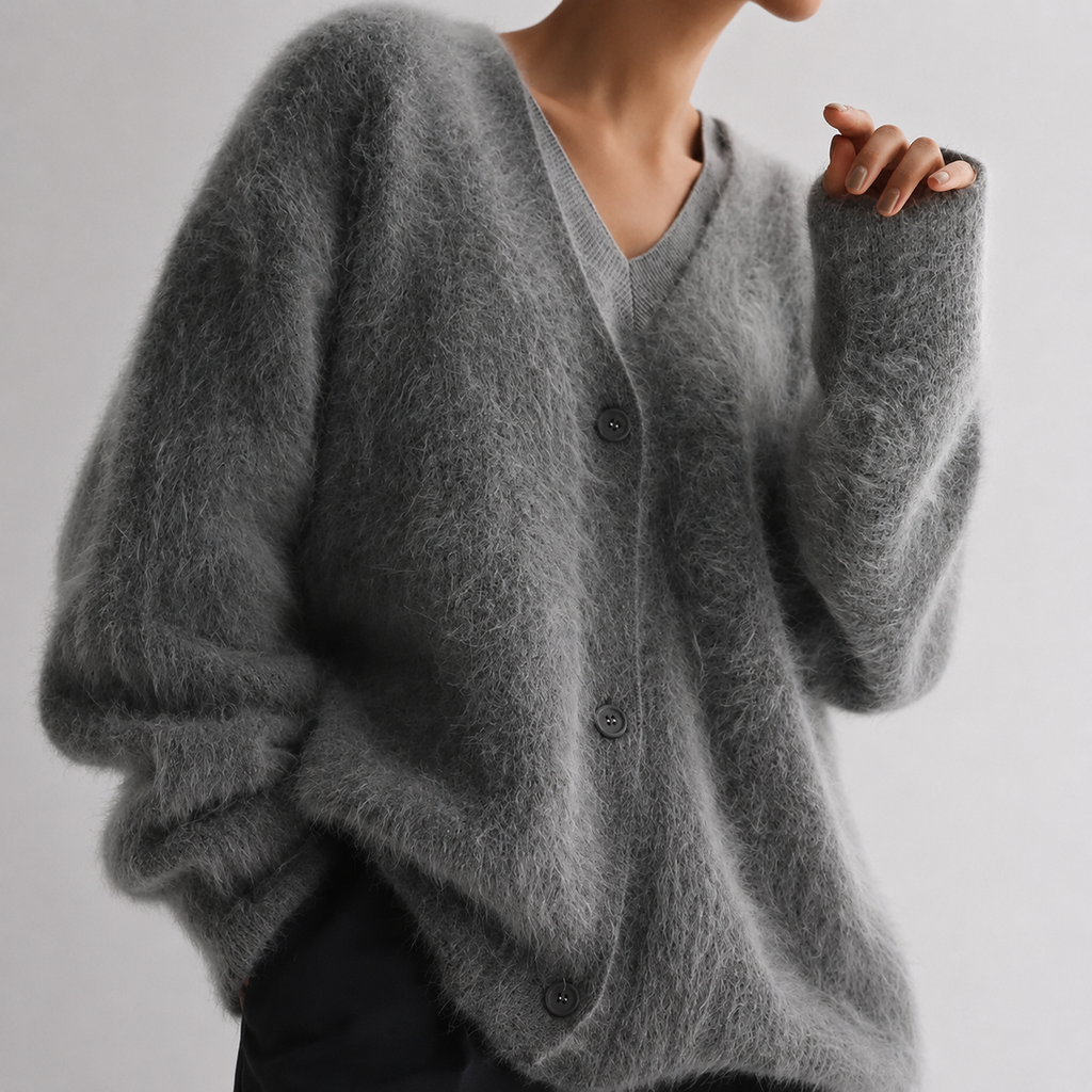Avery Fuzzy Oversized V-Neck Cardigan