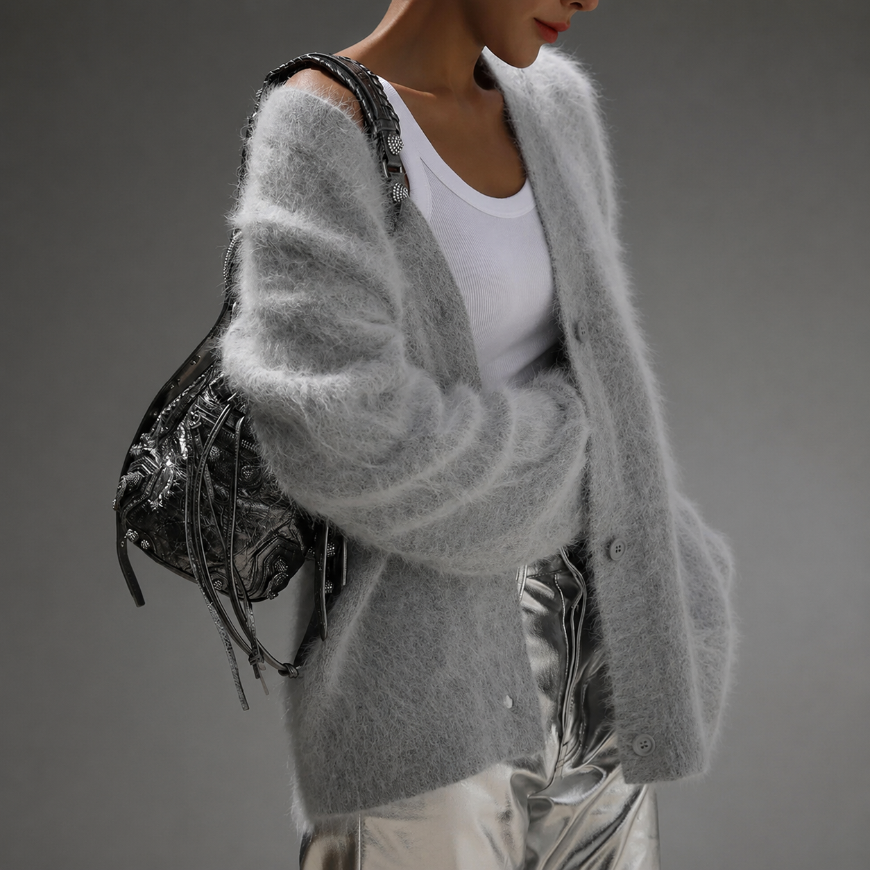 Avery Fuzzy Oversized V-Neck Cardigan